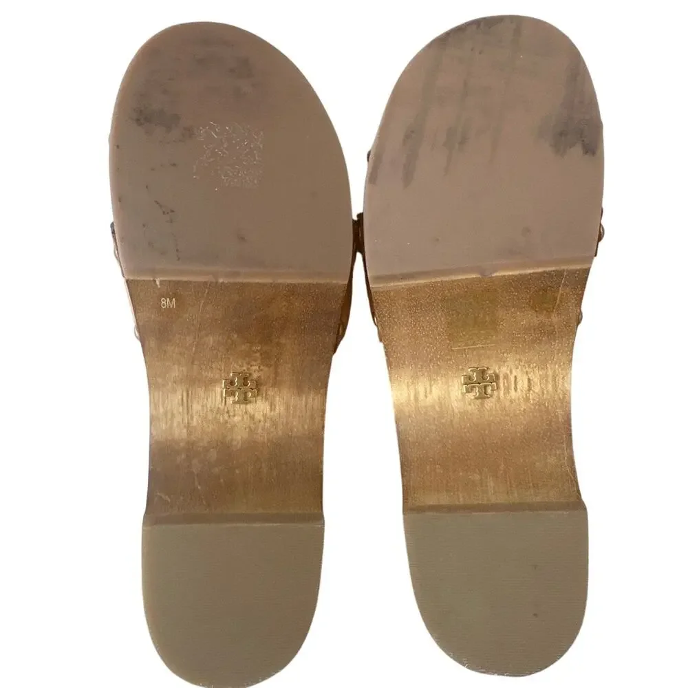 Tory Burch Jessa Leather Wood Sandals Size 8‎